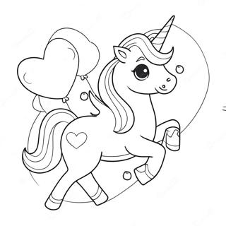 Magical Valentines Unicorn With Heart Balloons Coloring Page 44443-36961