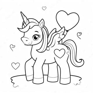 Magical Valentines Unicorn With Heart Balloons Coloring Page 44443-36963