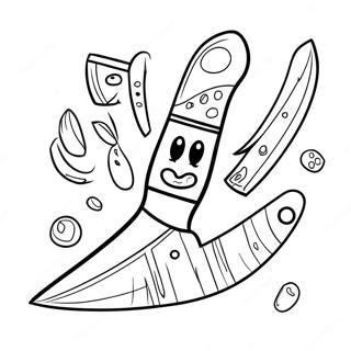 Cartoon Knife With Face Coloring Page 44493-36996