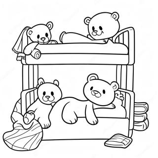 Cozy Bunk Bed With Teddy Bears Coloring Page 44513-36999