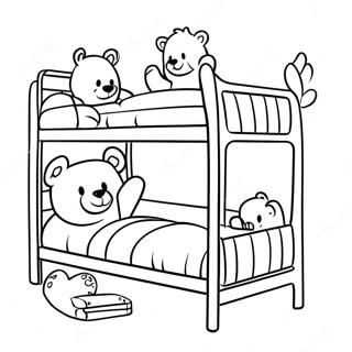 Cozy Bunk Bed With Teddy Bears Coloring Page 44513-37000