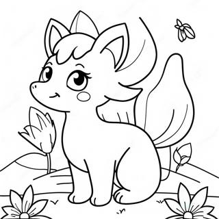 Cute Ninetales With Flowers Coloring Page 44533-37021