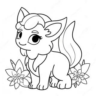 Cute Ninetales With Flowers Coloring Page 44533-37022