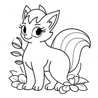 Cute Ninetales With Flowers Coloring Page 44533-37023