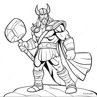 Thor With Hammer Coloring Page 44563-37050