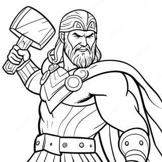 Thor With Hammer Coloring Page 44563-37052