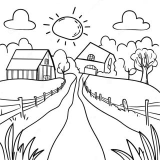 Sunny Farm Landscape Coloring Page 44583-37065