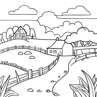 Sunny Farm Landscape Coloring Page 44583-37067