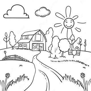 Sunny Farm Landscape Coloring Page 44583-37068