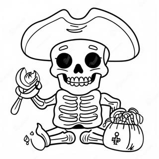 Fearsome Pirate Skeleton With Treasure Coloring Page 44613-37086