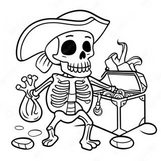 Fearsome Pirate Skeleton With Treasure Coloring Page 44613-37088