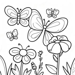 Colorful Butterfly Garden Coloring Page 4462-3590