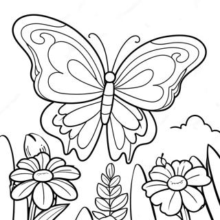 Colorful Butterfly Garden Coloring Page 4462-3592