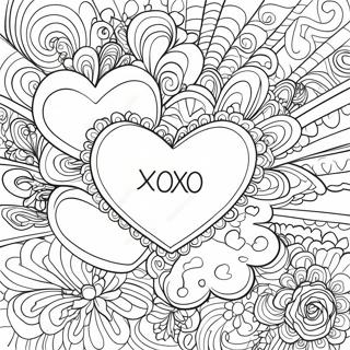 Xoxo Love Hearts Coloring Page 44682-37148