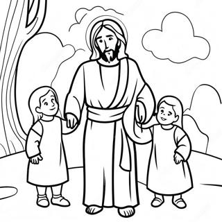 Jesus With Children Coloring Page 44693-37160