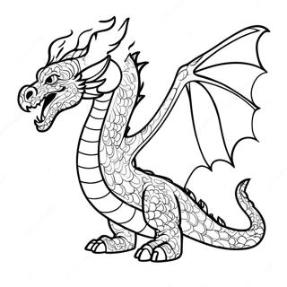 Fiery Dragon Breathing Flames Coloring Page 4472-3600