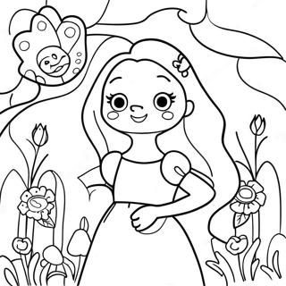 Whimsical Alice In Wonderland Flower Garden Coloring Page 44793-37240