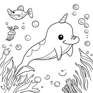 Narwhal Underwater Adventure Coloring Page 4481-3602