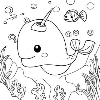 Narwhal Underwater Adventure Coloring Page 4481-3603