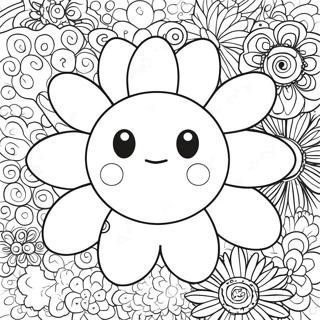 Colorful Takashi Murakami Flower Coloring Page 44823-37259