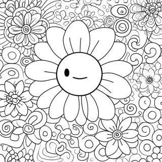 Colorful Takashi Murakami Flower Coloring Page 44823-37260