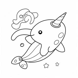 Cute Narwhal With A Rainbow Unicorn Horn Coloring Page 4482-3606