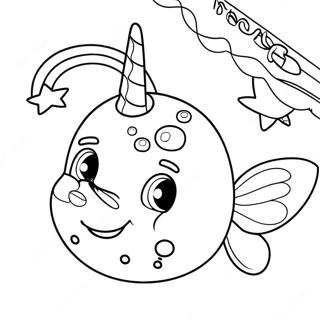 Cute Narwhal With A Rainbow Unicorn Horn Coloring Page 4482-3607