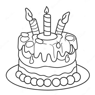 Colorful 4th Birthday Cake Coloring Page 44863-37289