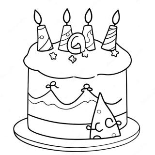 Colorful 4th Birthday Cake Coloring Page 44863-37291