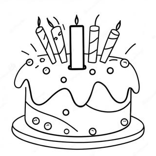 Colorful 4th Birthday Cake Coloring Page 44863-37292