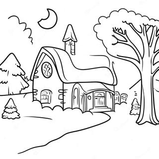 Country Christmas Scene Coloring Page 44882-37298