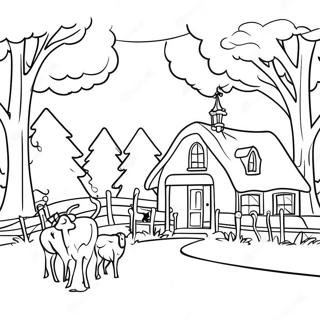 Country Christmas Scene Coloring Page 44882-37299