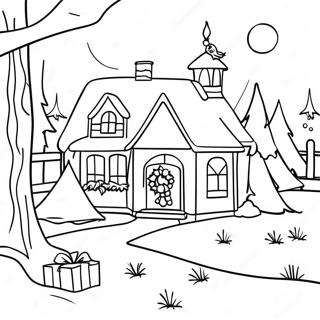 Country Christmas Scene Coloring Page 44882-37300