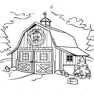 Festive Country Barn With Christmas Decorations Coloring Page 44883-37346