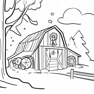 Festive Country Barn With Christmas Decorations Coloring Page 44883-37347