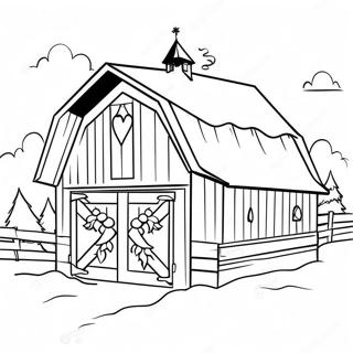 Festive Country Barn With Christmas Decorations Coloring Page 44883-37348