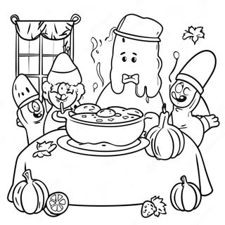 Spongebob Thanksgiving Feast Coloring Page 44892-37307