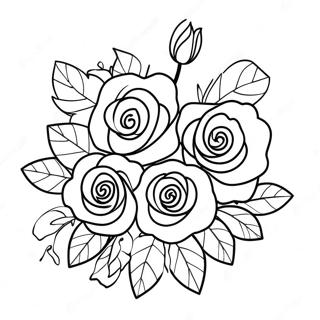 Beautiful Roses Bouquet Coloring Page 44953-37361