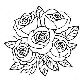 Beautiful Roses Bouquet Coloring Page 44953-37362