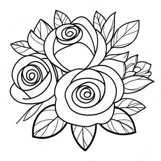 Beautiful Roses Bouquet Coloring Page 44953-37363