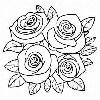 Beautiful Roses Bouquet Coloring Page 44953-37364