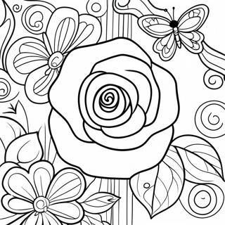 Rose And Butterfly Coloring Page 44982-37378