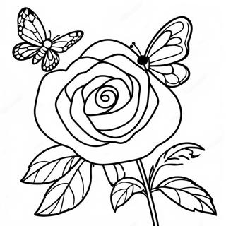 Rose And Butterfly Coloring Page 44982-37379