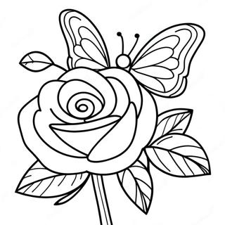 Rose And Butterfly Coloring Page 44982-37380