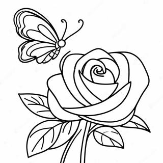 Rose And Butterfly Coloring Pages