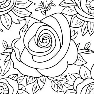 Elegant Rose With Colorful Butterfly Coloring Page 44983-37375