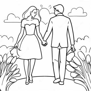 Sweetheart Couple Holding Hands Coloring Page 44993-37393