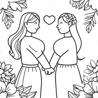 Sweetheart Couple Holding Hands Coloring Page 44993-37394