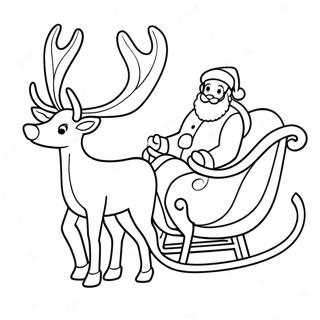 Santa Sleigh And Reindeer Coloring Pages