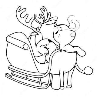 Santa Sleigh And Reindeer Coloring Page 45123-37487